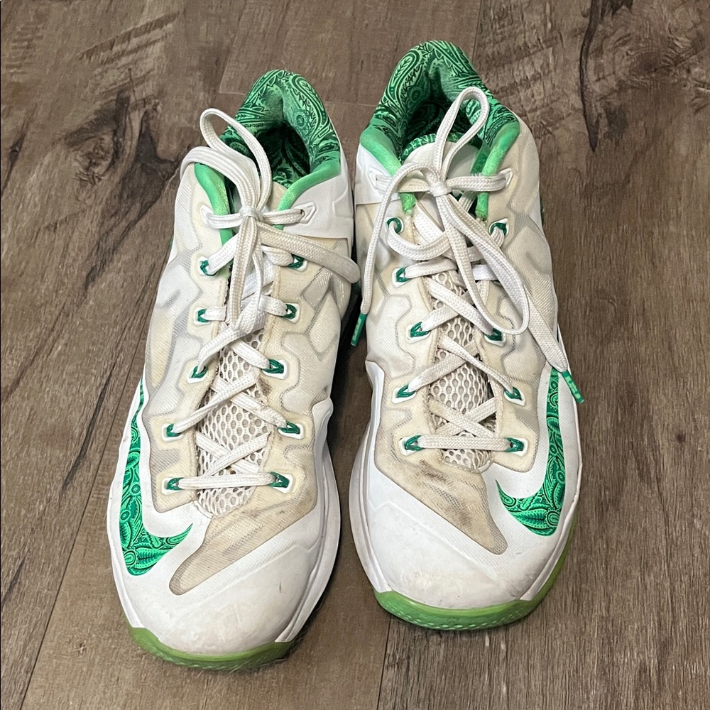 White and Green Nike sneakers